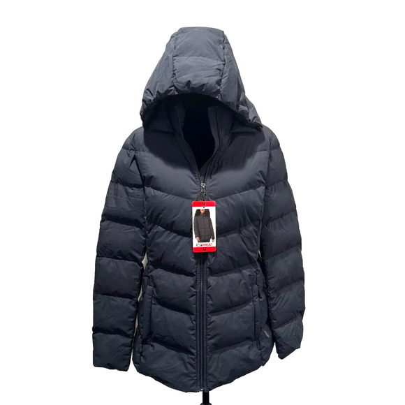 32 Degrees Heat Women's Winter Tech Blue Hooded Puffer Jacket Size M - Picture 7 of 10